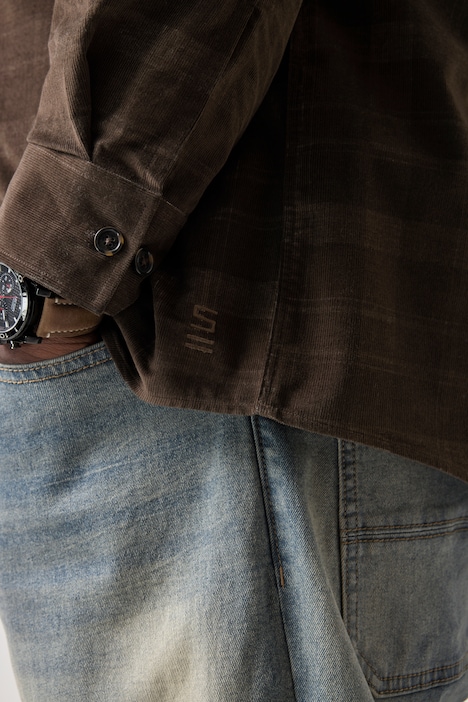 Karohemd, Cord, Langarm, Modern Fit, Kentkragenbis 8 XL