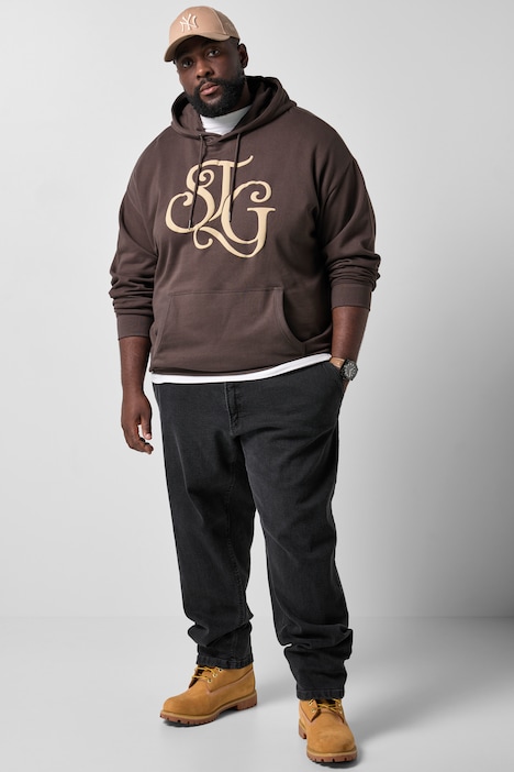 Hoodie, lässige Passform, Kapuzensweater, Brustprint, bis 8 XL