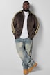Sweatjacke, Samt-Sweat, Stehkragen, Kontrasteinsätze, bis 8 XL