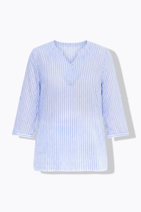 Tunika, Rundhals, 3/4-Arm, Baumwollkrepp