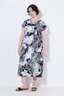 Allover Printed Gathered Shoulders Dress