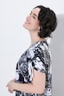 Allover Printed Gathered Shoulders Dress