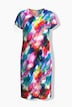 Allover Printed Gathered Shoulders Dress