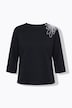 Sweat-shirt avec broderie, encolure bateau et manches 3/4
