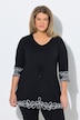 Longshirt, Stickerei, A-Linie, V-Ausschnitt, 3/4-Arm