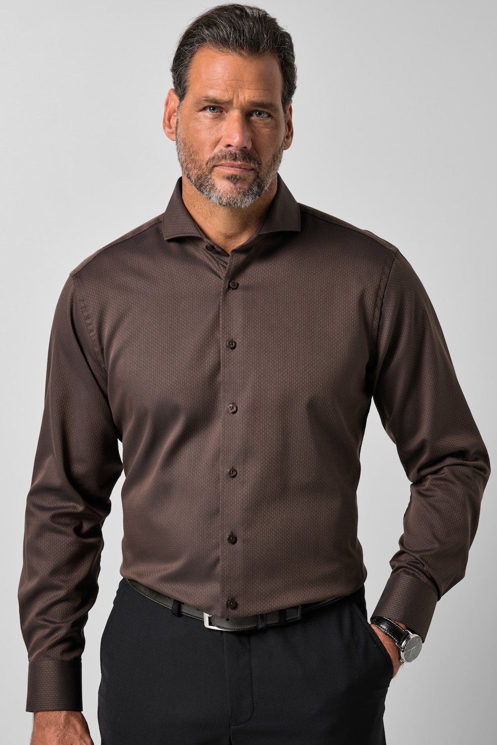 Skjorte, lange ermer, strykefri, haikrage, moderne passform, opptil 8XL