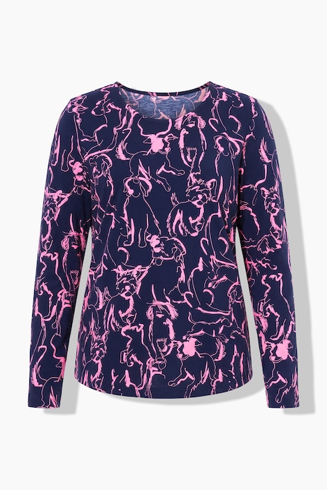 Shirt, Langarm, Rundhalsausschnitt, Print, OEKO-TEX