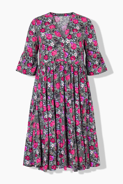 Midikleid, A-Line, Flower-Muster