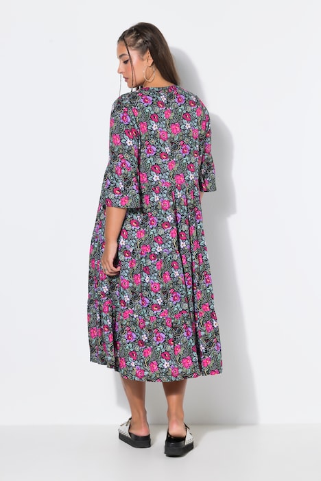 Midikleid, A-Line, Flower-Muster