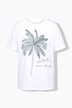 T-Shirt, Boxy Fit, Pailletten, Palmen-Motiv