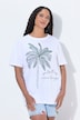 T-Shirt, Boxy Fit, Pailletten, Palmen-Motiv