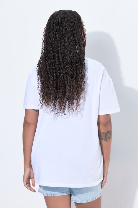 T-Shirt, Boxy Fit, Pailletten, Palmen-Motiv
