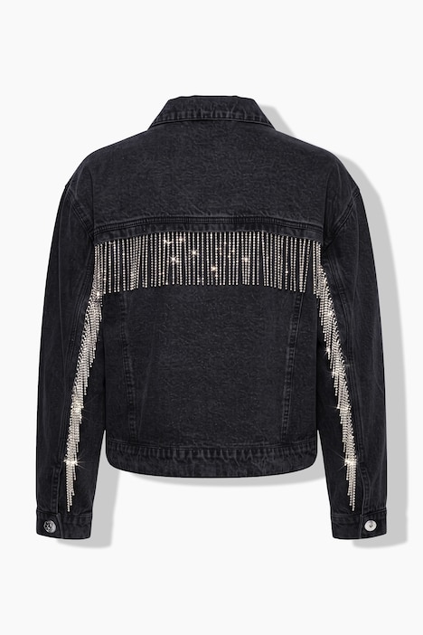 Jeansjacke, Boxy Shape, Glitzerfransen