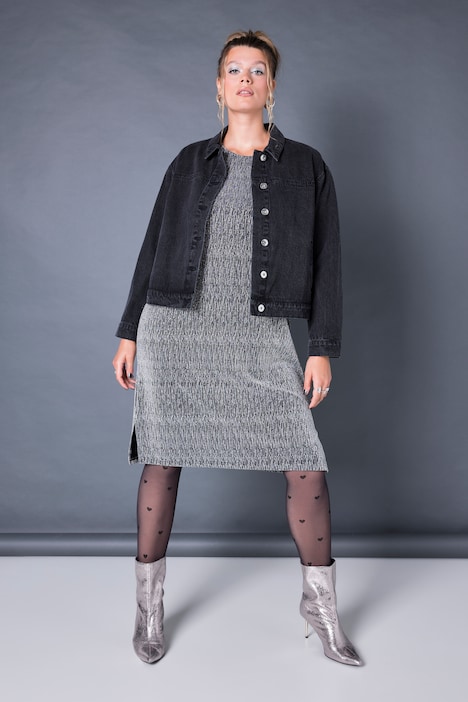 Jeansjacke, Boxy Shape, Glitzerfransen