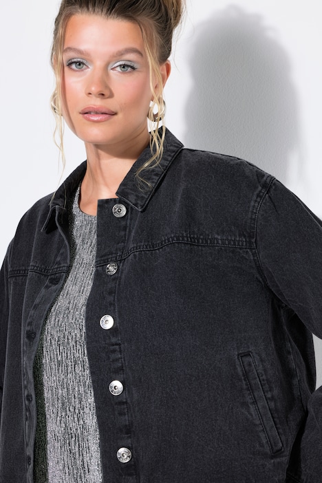 Jeansjacke, Boxy Shape, Glitzerfransen