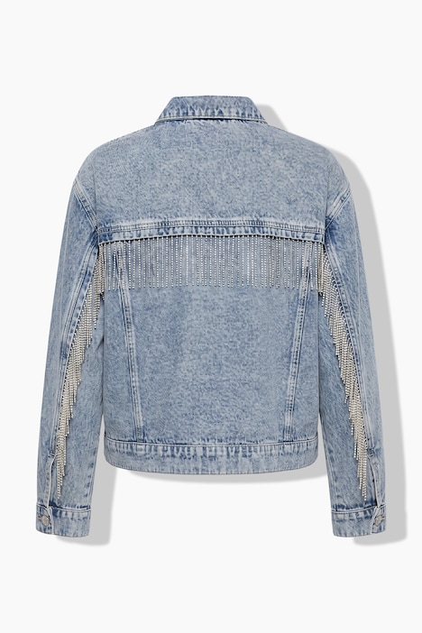 Jeansjacke, Boxy Shape, Ärmel mit Glitzerfransen