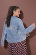 Jeansjacke, Boxy Shape, Ärmel mit Glitzerfransen