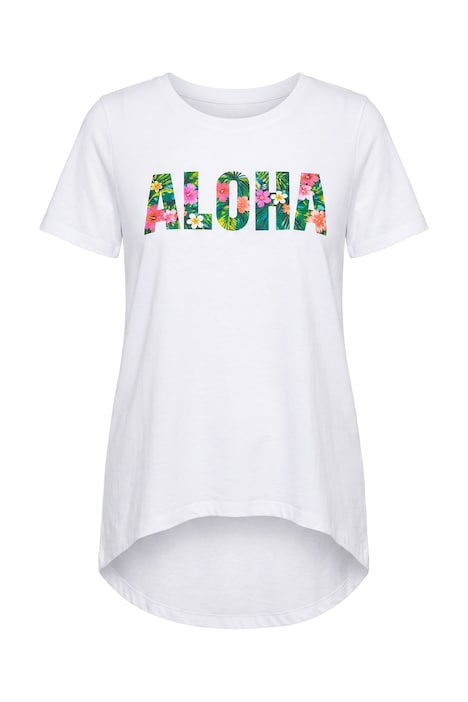 Tričko, áčkový střih, nápis Aloha, krátké rukávy