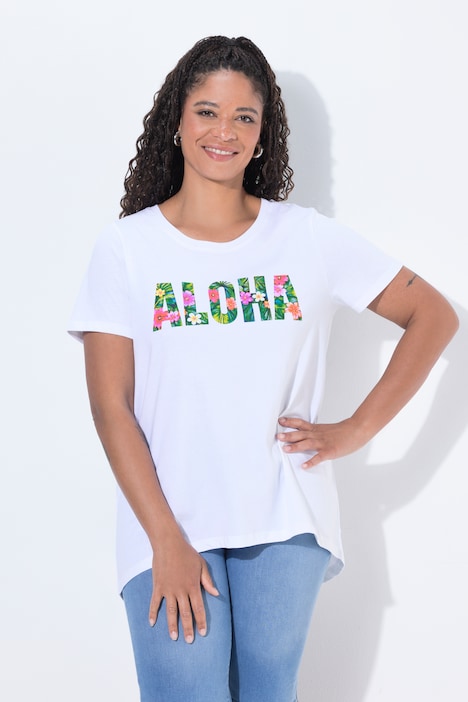 T-shirt, A-lijn, Aloha-tekst, korte mouw