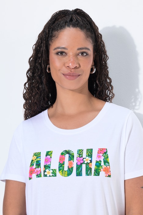 T-shirt, A-lijn, Aloha-tekst, korte mouw
