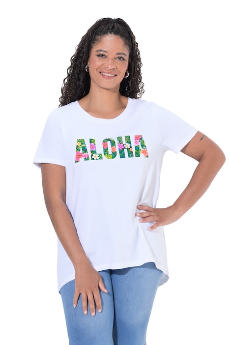 Tričko, áčkový střih, nápis Aloha, krátké rukávy
