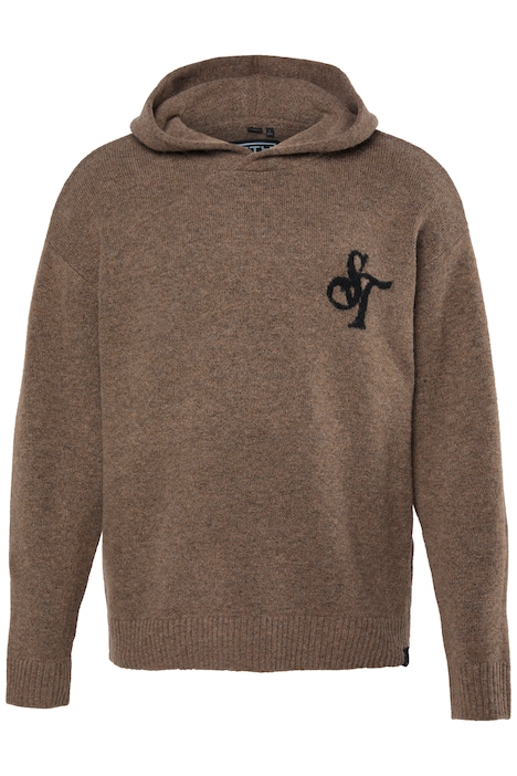 Pletená mikina s kapucí, ležérní střih, vlněná směs, až do velikosti 8 XL