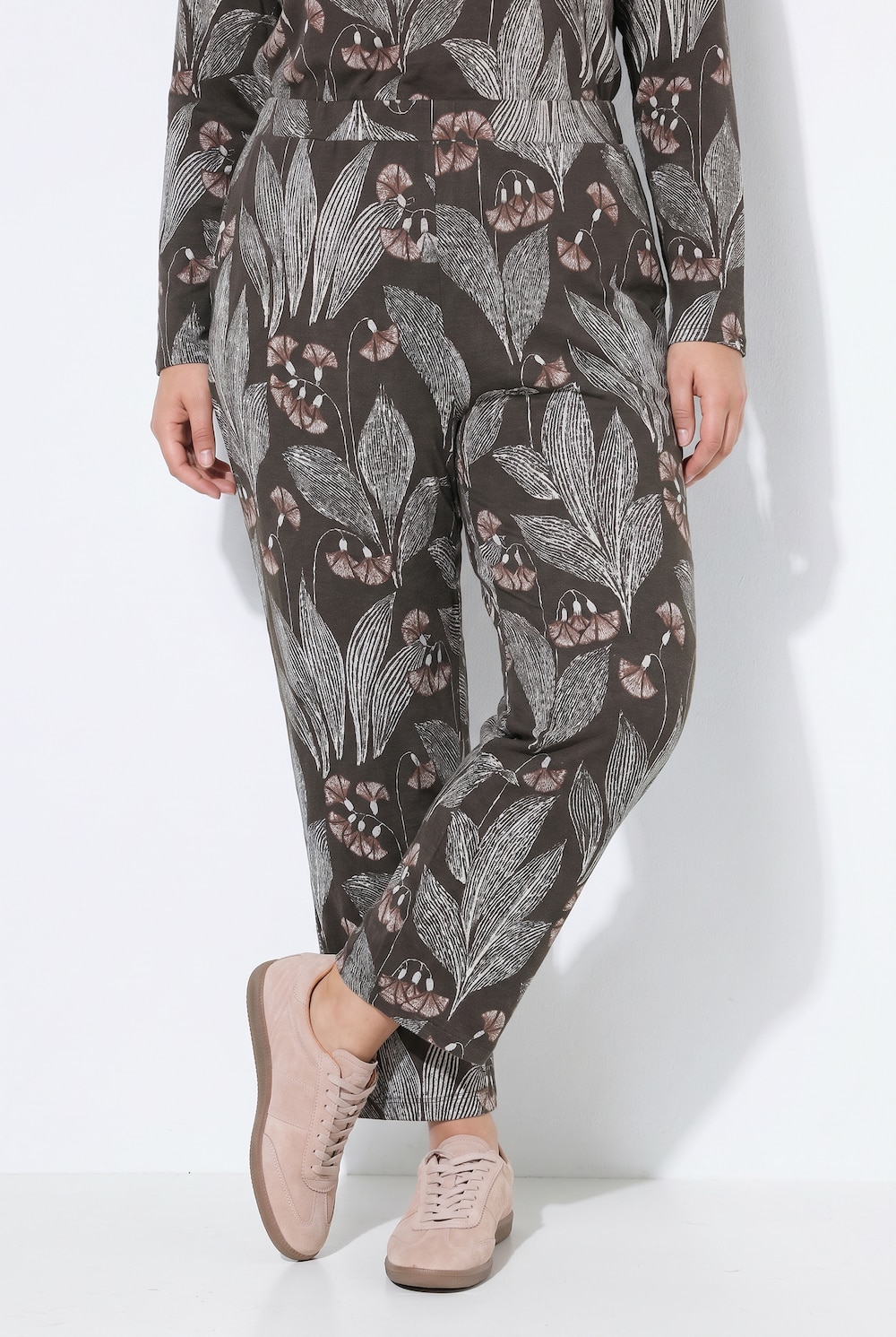 Sweathose Rose, Jacquard, weites Bein, Biobaumwolle