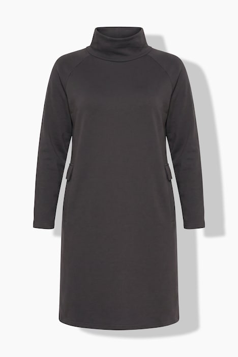 Midi-Sweatkleid, Taschen, Stehkragen, Langarm