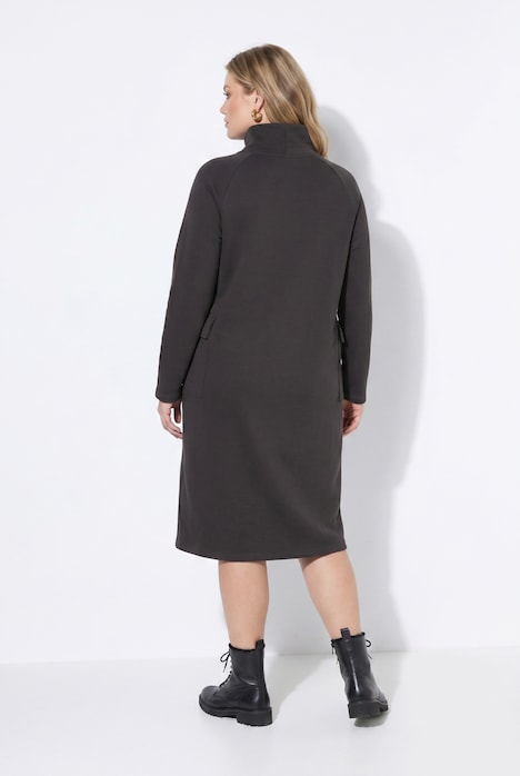 Midi-Sweatkleid, Taschen, Stehkragen, Langarm