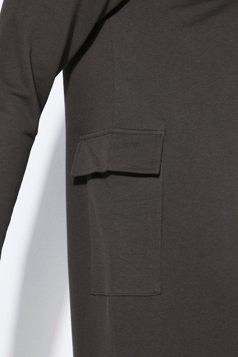 Midi-Sweatkleid, Taschen, Stehkragen, Langarm