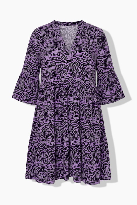 Kleid, kurze A-Line, Zebra, 3/4-Statement-Ärmel