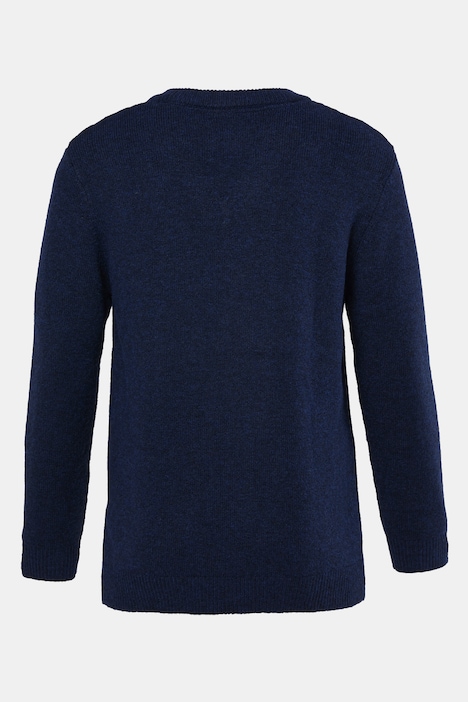 Pullover, Grobstrick, Wollmix, V-Ausschnitt, bis 8 XL