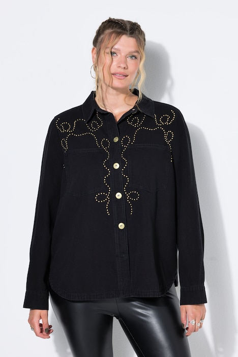 Jeanshemd, Oversize Shape, Zier-Nieten