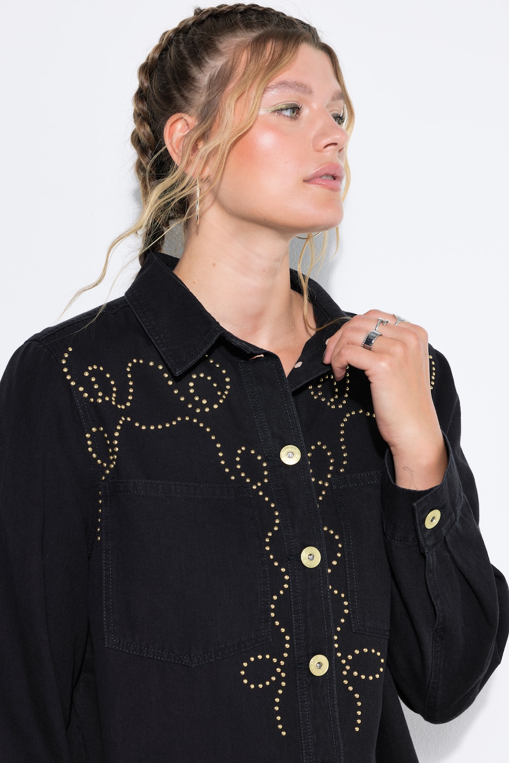 Jeanshemd, Oversize Shape, Zier-Nieten
