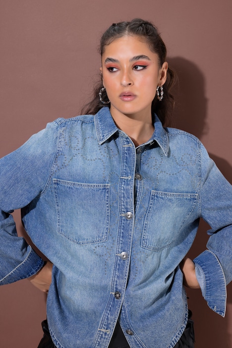 Jeanshemd, Oversize Shape, Zier-Nieten