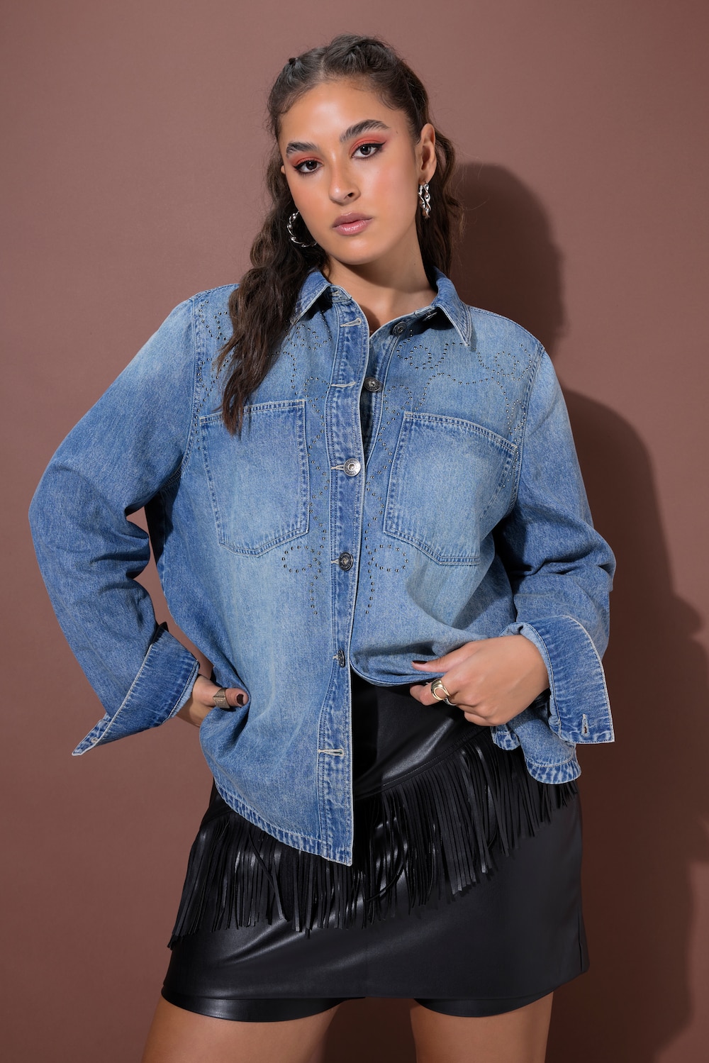 Jeanshemd, Oversize Shape, Zier-Nieten