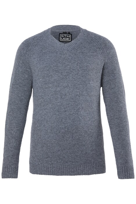 Pullover, Grobstrick, Wollmix, V-Ausschnitt, bis 8 XL