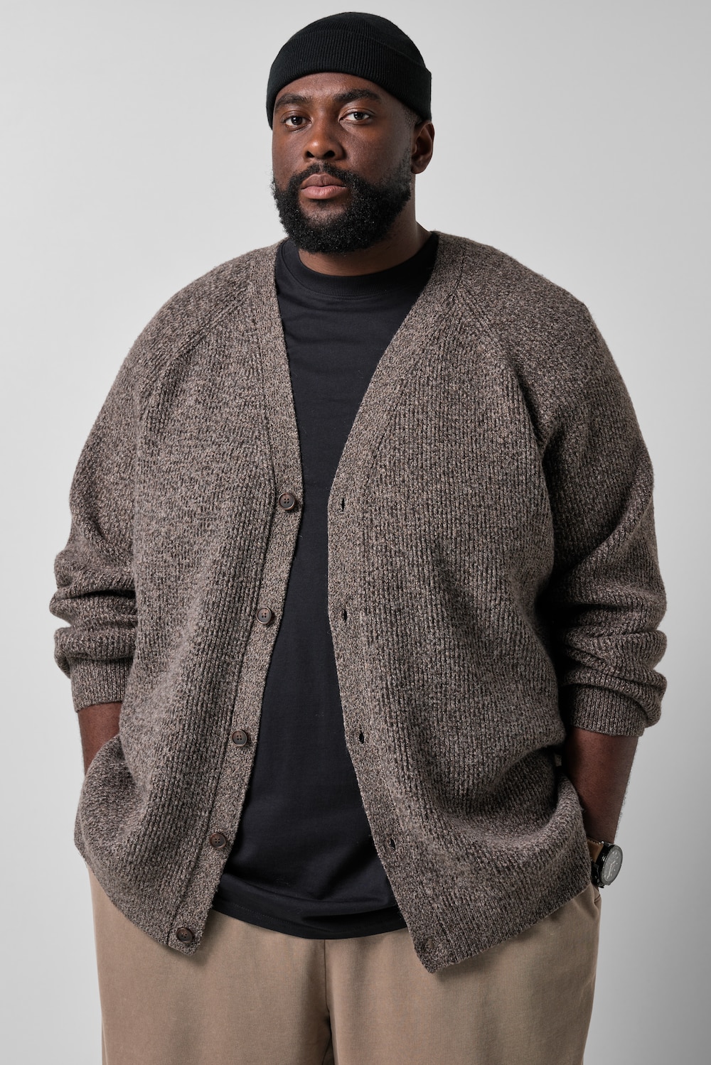 Strickjacke, warmer Strick, V-Ausschnitt, bis 8 XL