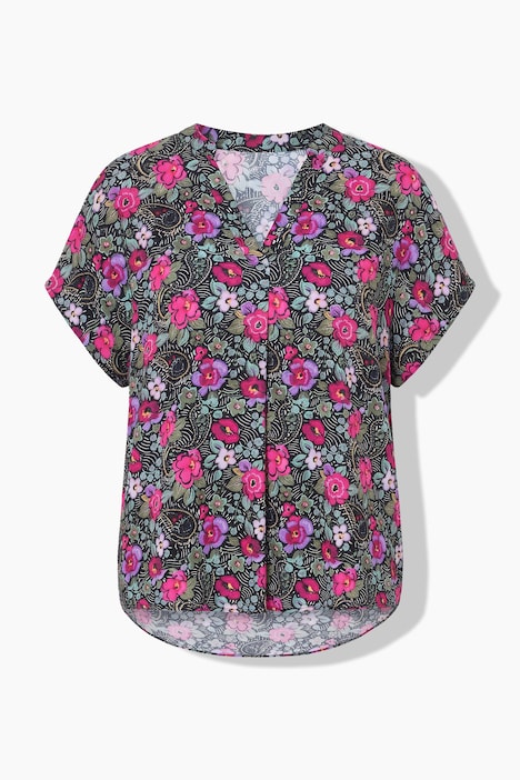 Blusenshirt, oversized, Flowers