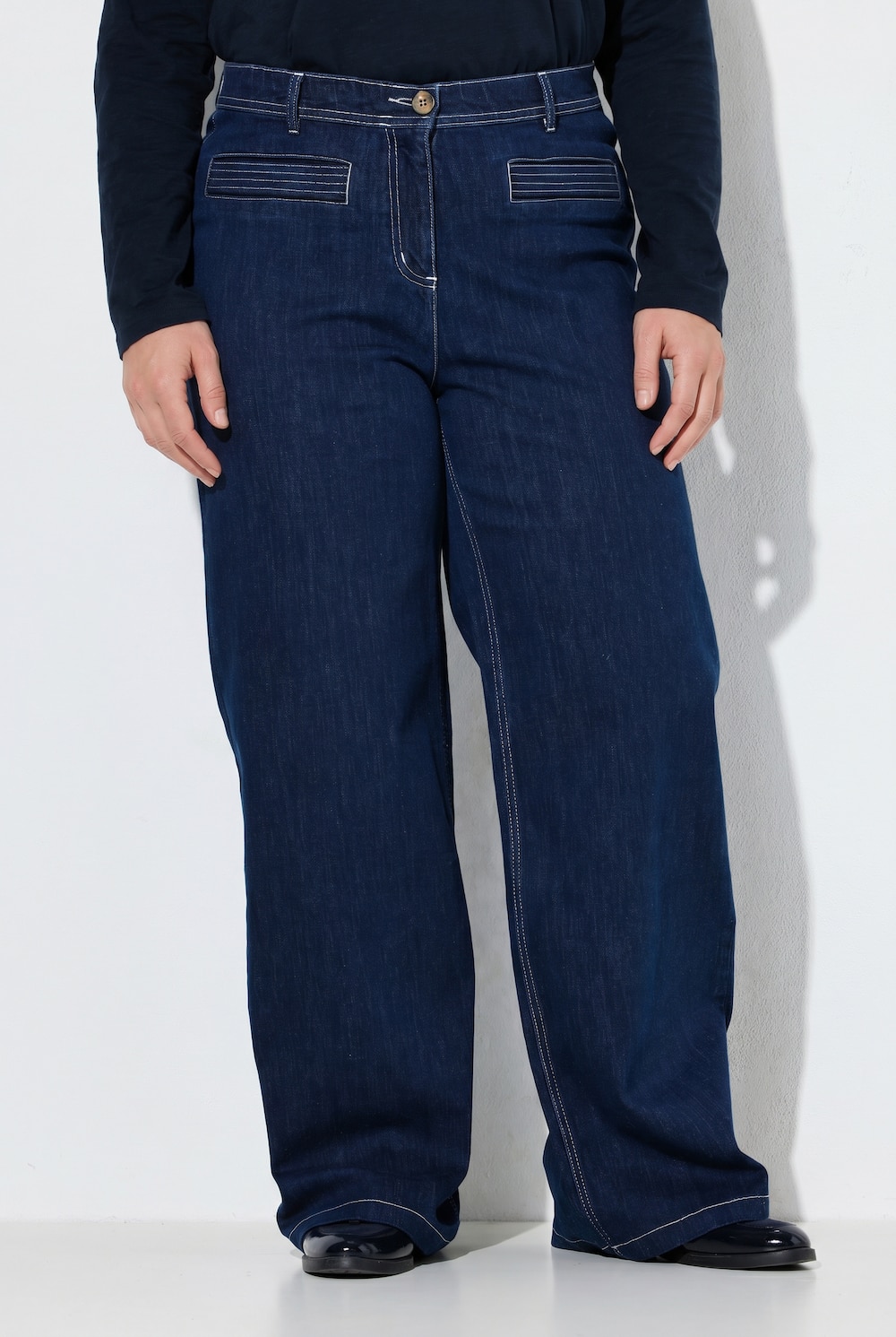 Jeans Mary, brede, uitlopende broekspijpen, comfortabele elastische tailleband