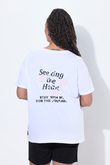 T-shirt i boxy-pasform med puff-tekst