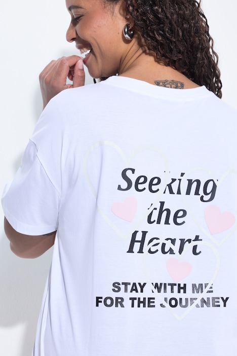 T-shirt i boxy-pasform med puff-tekst
