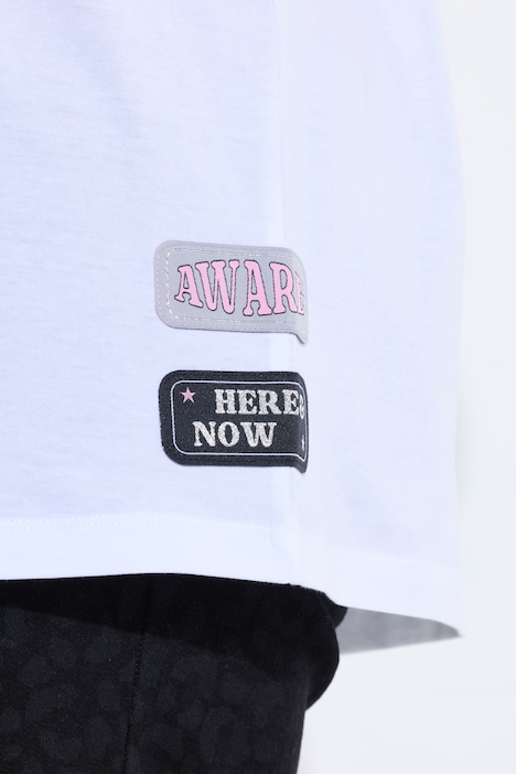 T-shirt i boxy-pasform med puff-tekst