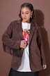 Blazer, oversized, Velours, Fakeleder, Ärmelfransen