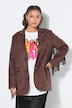 Blazer, oversized, Velours, Fakeleder, Ärmelfransen