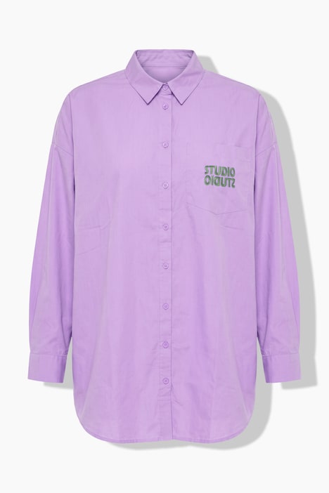 Chemisier oversized avec broderie sur la poche chemise