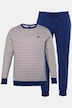 Schlafanzug, Zweiteiler, Bauchfit, Allover-Muster, Langarm, bis 8 XL