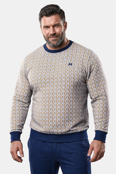 Schlafanzug, Zweiteiler, Bauchfit, Allover-Muster, Langarm, bis 8 XL