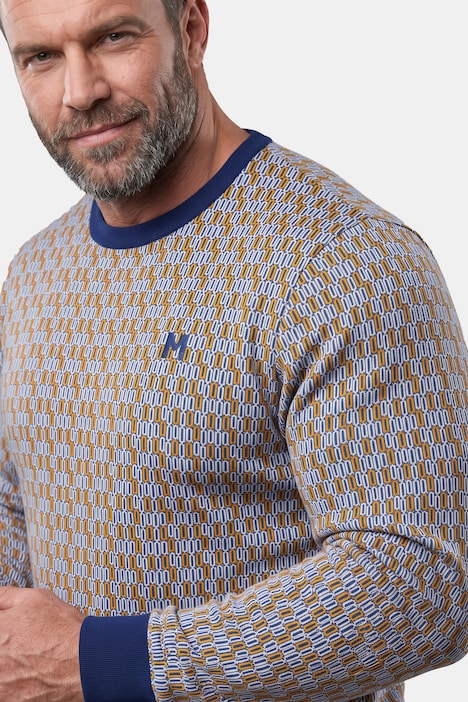 Schlafanzug, Zweiteiler, Bauchfit, Allover-Muster, Langarm, bis 8 XL