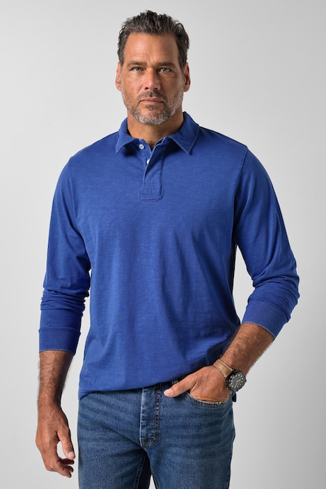 Polo à manches longues, jersey épais, style vintage, jusqu'au 8 XL